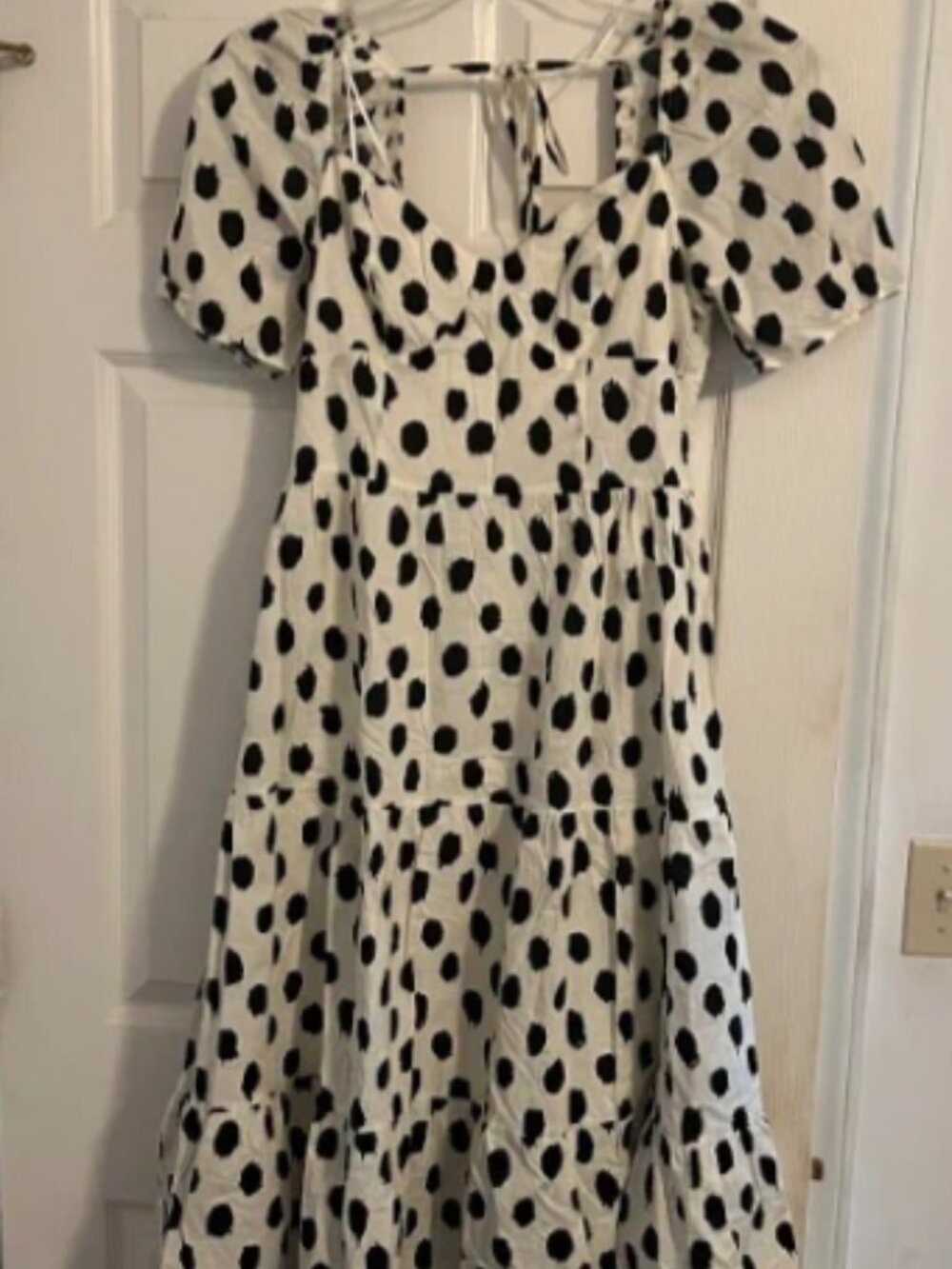 TCEC Polka Dot Midi Dress Size M Tie back with zipper Lined NWOT Size M
